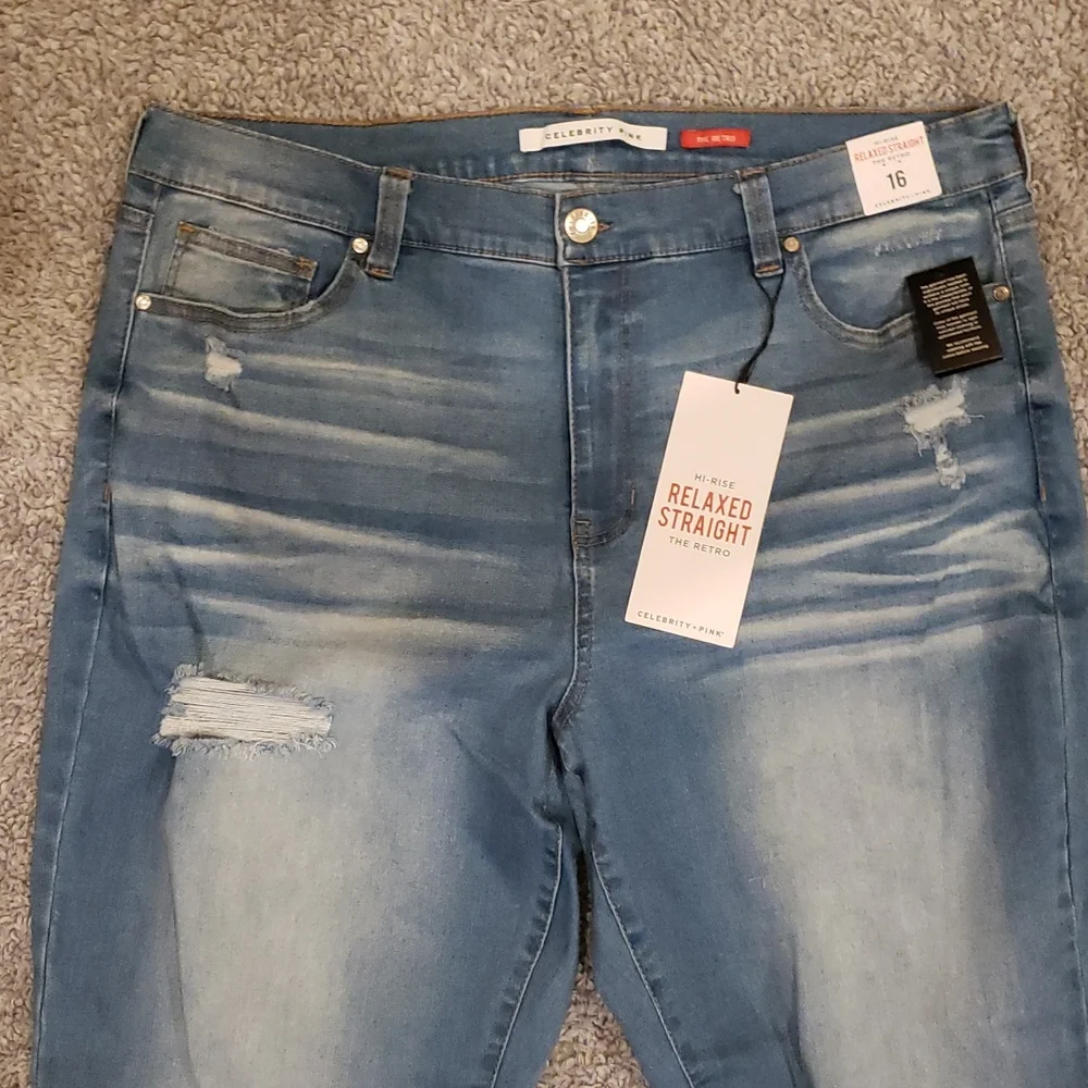 Hi-Rise Relaxed Straight Leg Jeans Denim - Picture 2 of 4